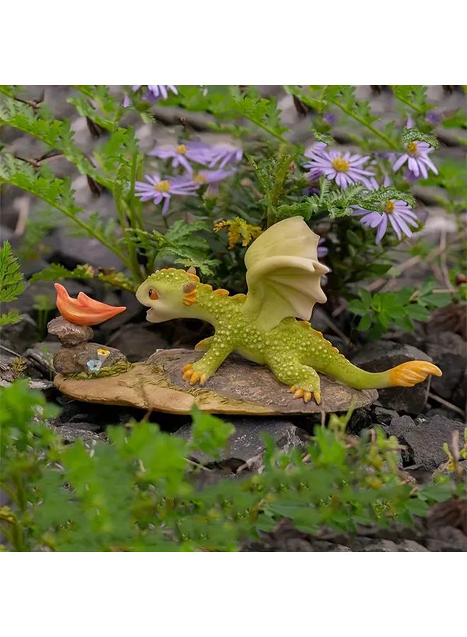 Rex The Green Dragon Mini Figurine Playing With Butterfly Resin Collectible ABS Home Decor - Image 4