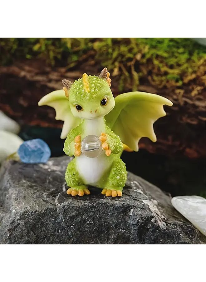 Rex The Green Dragon Mini Figurine Playing With Butterfly Resin Collectible ABS Home Decor - Image 5