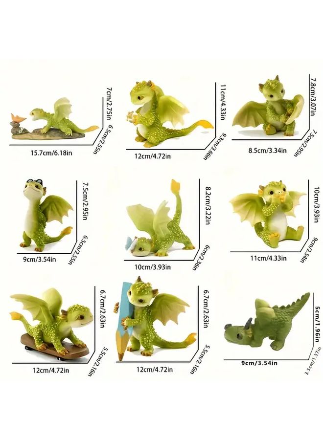 Rex The Green Dragon Mini Figurine Playing With Butterfly Resin Collectible ABS Home Decor - Image 2