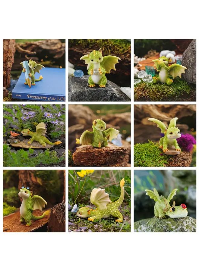 Rex The Green Dragon Mini Figurine Playing With Butterfly Resin Collectible ABS Home Decor - Image 1