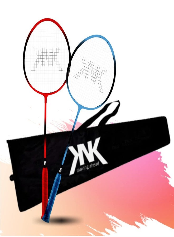 KNK Single Shaft Badminton Set Of 2 Pc With Nylon Shutltecock Badminton Cover (Set 2 With Cover), Multicolor - Image 1