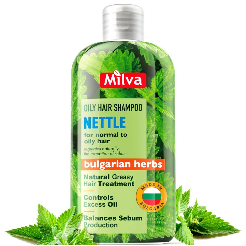 Milva Nettle Shampoo for Oily Hair - 200ml Natural Oily Hair Shampoo for Greasy Roots & Scalp - Clarifying Degrease Treatment - Control Sebum, Oil Reducing, Add Volume & Shine - Made in Bulgaria - Image 1