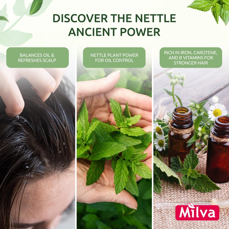 Milva Nettle Shampoo for Oily Hair - 200ml Natural Oily Hair Shampoo for Greasy Roots & Scalp - Clarifying Degrease Treatment - Control Sebum, Oil Reducing, Add Volume & Shine - Made in Bulgaria - Image 5