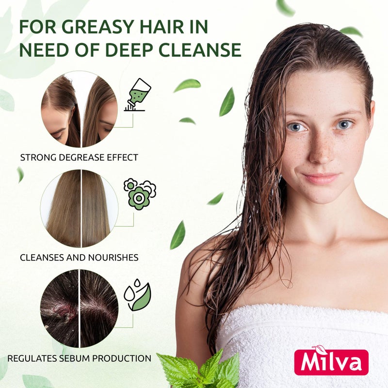 Milva Nettle Shampoo for Oily Hair - 200ml Natural Oily Hair Shampoo for Greasy Roots & Scalp - Clarifying Degrease Treatment - Control Sebum, Oil Reducing, Add Volume & Shine - Made in Bulgaria - Image 3