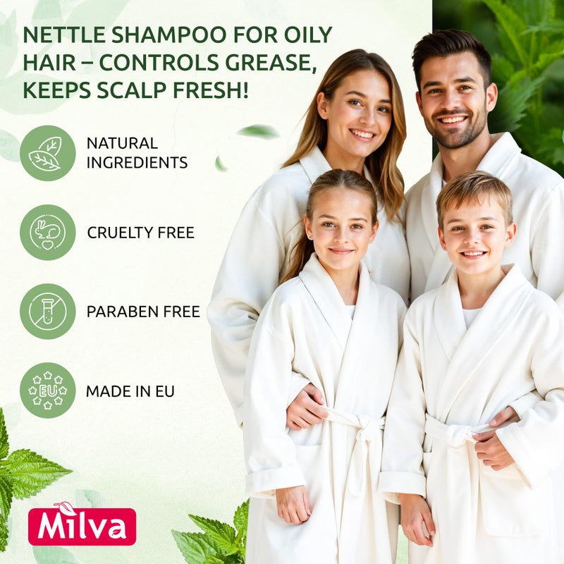 Milva Nettle Shampoo for Oily Hair - 200ml Natural Oily Hair Shampoo for Greasy Roots & Scalp - Clarifying Degrease Treatment - Control Sebum, Oil Reducing, Add Volume & Shine - Made in Bulgaria - Image 2