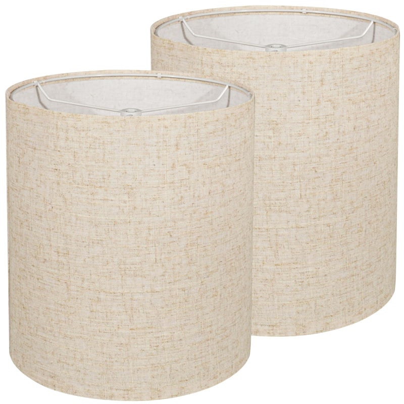 YoflowX Tall Lampshades Set of 2 Beige Linen Drum Lampshades 11 Top x 11 Bottom x 12 High Lamp Shade Lamp Shades Replacement for Table and Floor Lamps Pendant Light Handcrafted Easy Assembly - Image 2