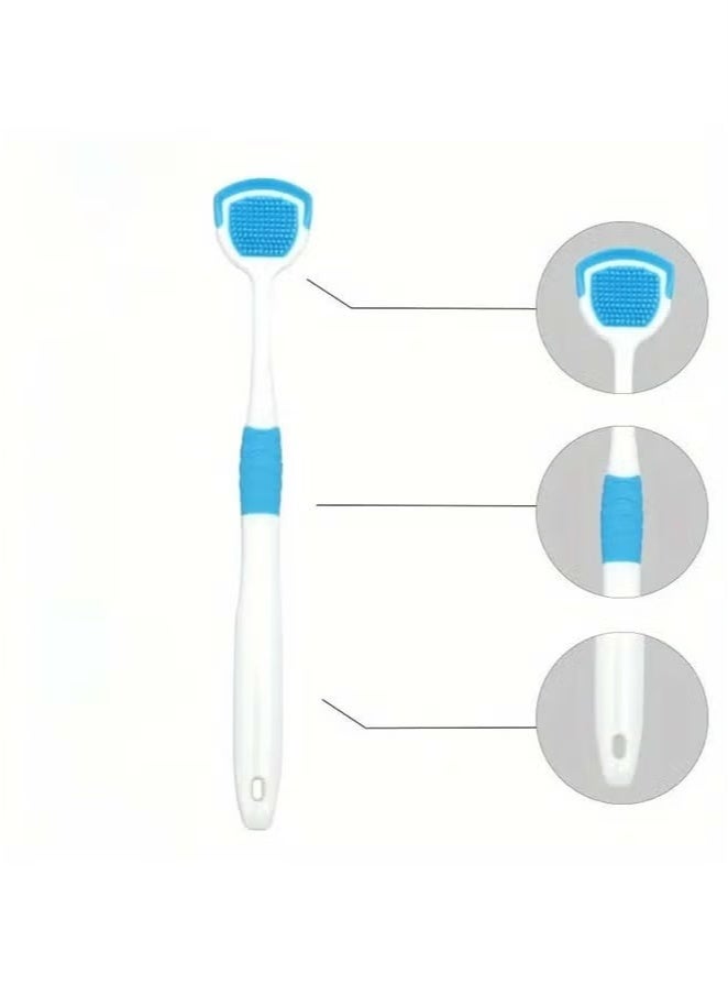 Generic 2 Pcs Tongue Scraper, Pro Clean Tongue Scraper - Freshen Breath, Promote Oral Health, Gentle & Effective Cleaning Tool for Adults, White with Blue Bristles, Ideal for Daily Use, Tongue Cleaner  - Image 2