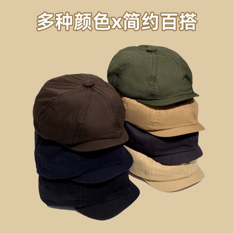 Summer Japanese-Style Solid Color Retro Octagonal Forward Cap, Artistic Women'S Large Head Circumference Baseball Cap, Fashionable Versatile Round Top Sun Protection - Image 3