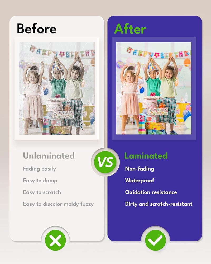 Uinkit 4mil Thicker Self-Adhesive Laminating Sheets, 100Pack Letter Size 8.5x11" - Peel & Stick, No Heat Needed - Dry-Erase Friendly Surface for Reusable Documents, Kids Art, Posters & Crafts - Image 3