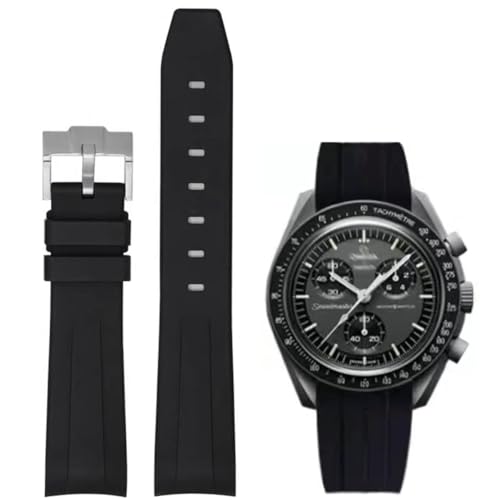 Danxancy Bands for Moonswatch Watch,Curved End Rubber Watch Strap Compatible with Omega Swatch Moonswatch Speedmaster Planet Series Replacement Band for Men Women - Image 1