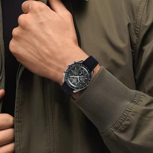 Danxancy Bands for Moonswatch Watch,Curved End Rubber Watch Strap Compatible with Omega Swatch Moonswatch Speedmaster Planet Series Replacement Band for Men Women - Image 5