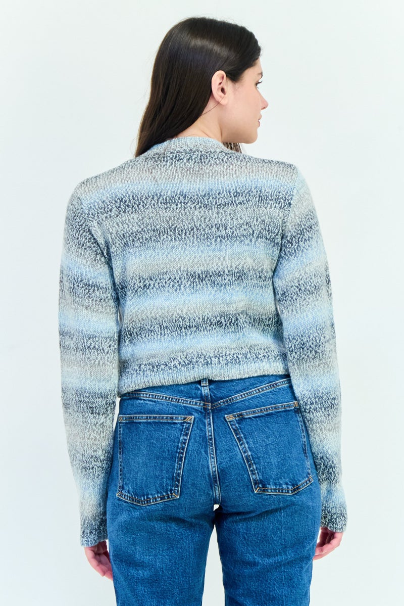 NIA Women Ribbed Collar Textured Sweater, Multicolor - Image 3