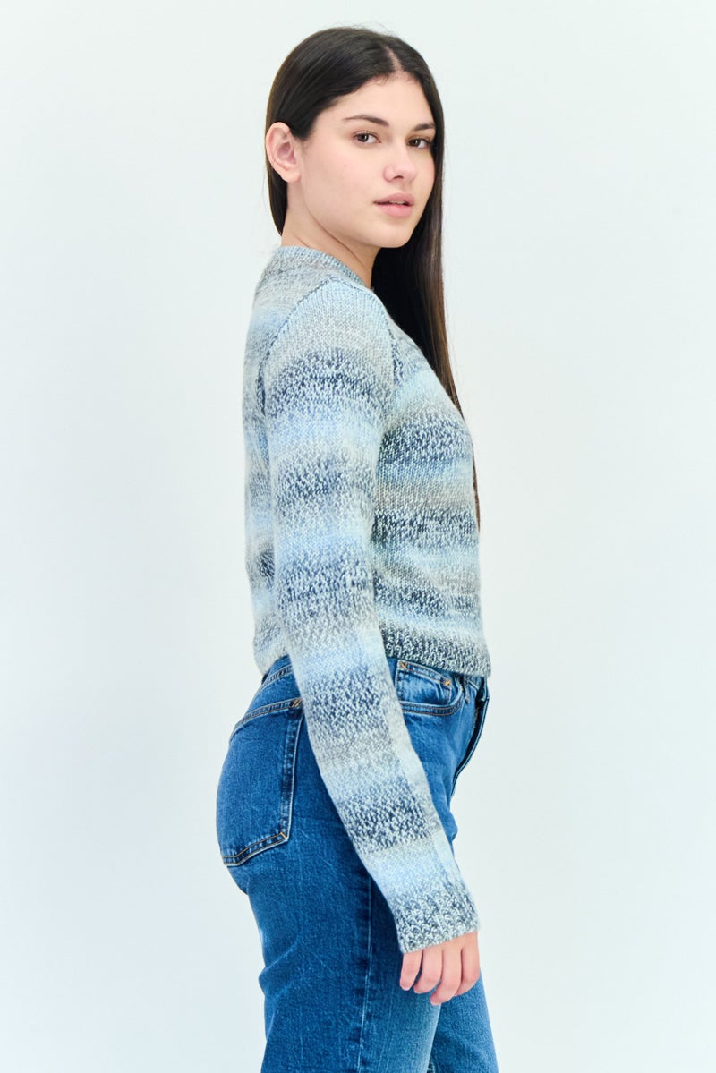 NIA Women Ribbed Collar Textured Sweater, Multicolor - Image 2