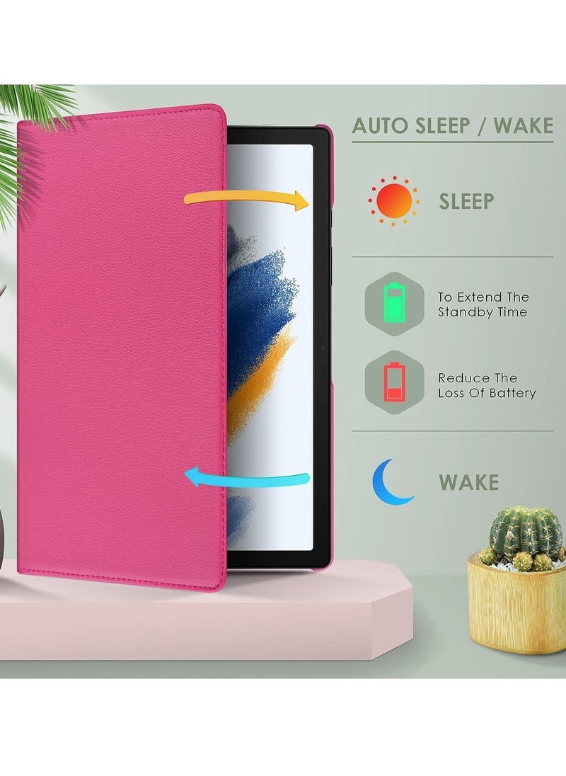 Case Compatible with Galaxy Tab A8 10.5" Case (SM-X200/X205/X207), Galaxy Tab A8 Case 10.5 inch,Auto Sleep/Wake 360° Rotating Stand Folio Leather Case for Tab A8 2022 (Rose Red) - Image 4