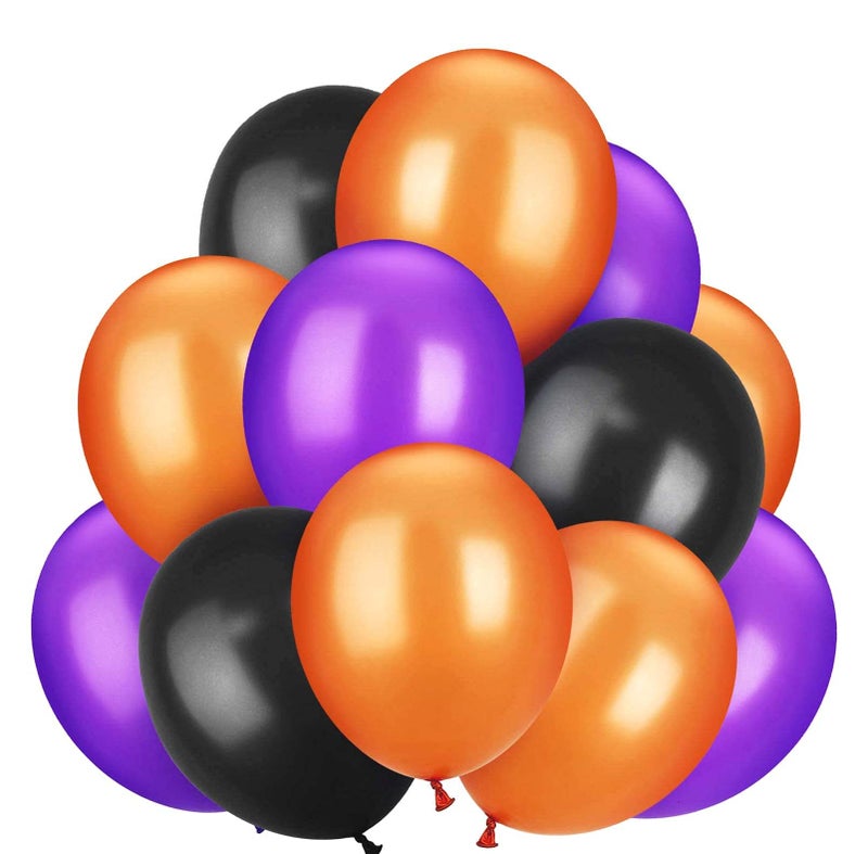 PARTY TIME  50 Pieces Halloween Latex and Confetti Balloon Sets Halloween Party Balloons Latex for Halloween Party Kid Birthday Party Supplies Orange Purple and Black - Image 2