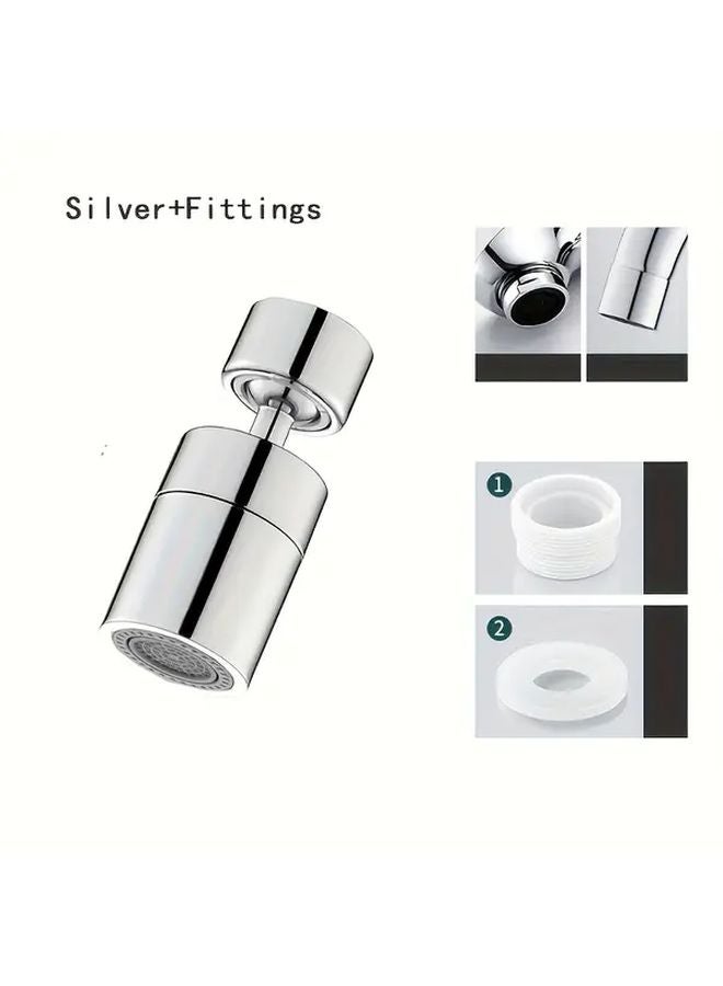 Silver 360 Rotating Multi Functional Water Sprayer Splash Guard Water Saving Design - Image 1