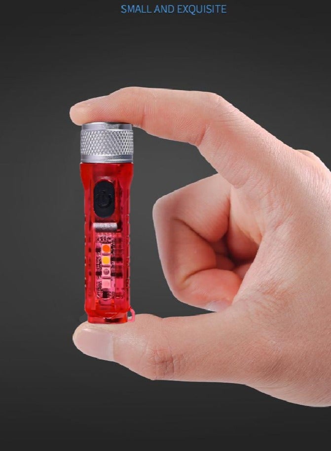 Mini Outdoor Camping Searchlight TYPE-C Rechargeable Mini Portable LED Flashlight Keychain Flashlight 11 Lighting Modes - Image 1