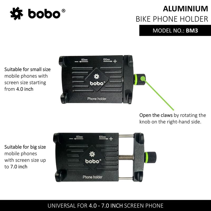 Bobo BM3 Aluminium Waterproof Bike/Motorcycle/Scooter Mobile Phone Holder Mount, Ideal for Maps and GPS Navigation (Black) - Image 3