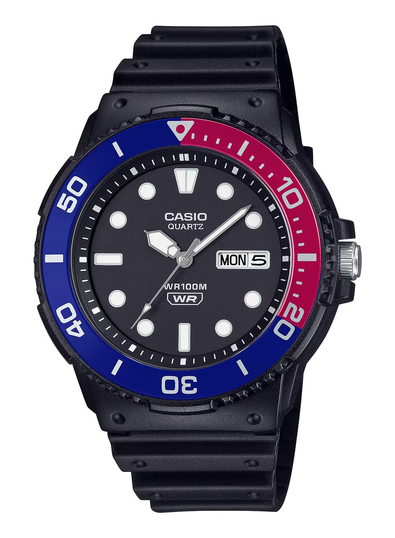 CASIO ساعة يد أنالوج للرجال بحزام من الراتنج الأسود MRW-230H-1E2
