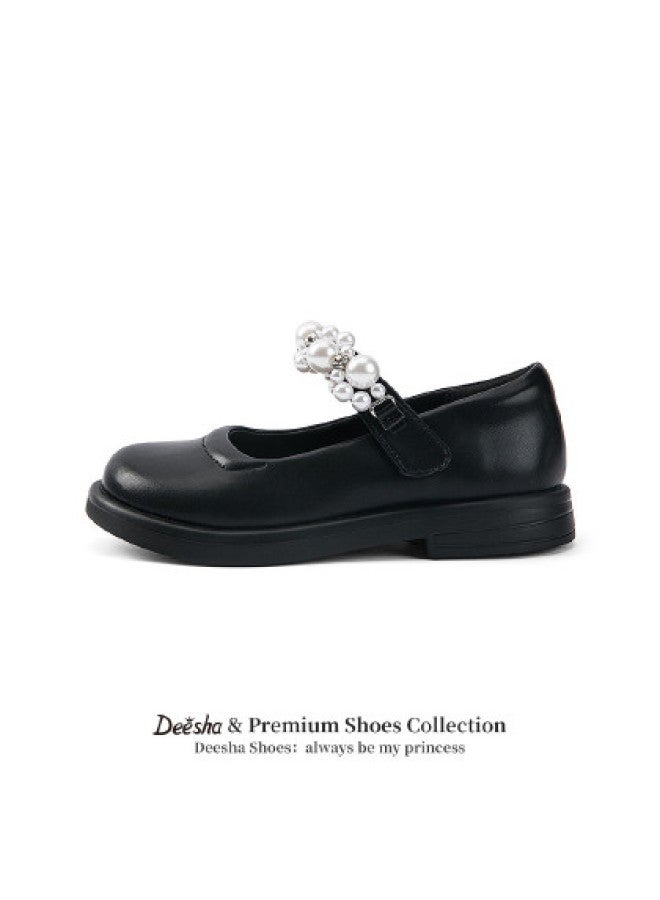 DEESHA Pearl Decorated】girls' Leather Shoes, Autumn 2025, Fashionable And Versatile Performance Shoes For Students, Single Shoes - Image 1
