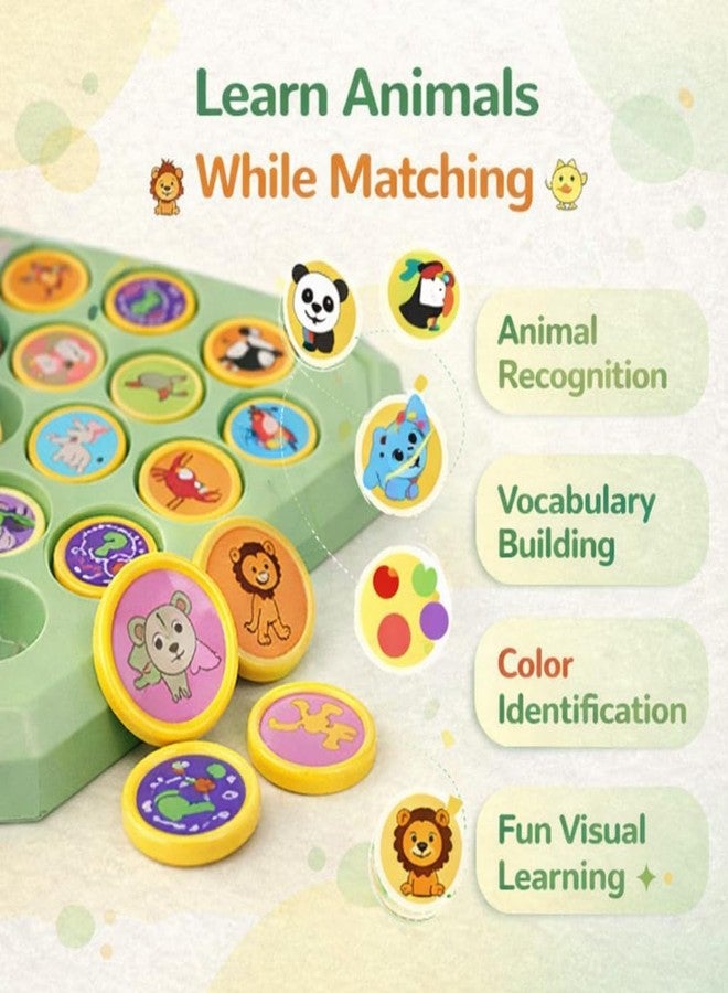 CountryLink Animal Memory Flip Chess Game Montessori Matching Puzzle Board Game for Kids Educational Travel Toy for Toddlers, Preschoolers Learning Activities (Animle Stickers & 4 Stick) - Image 3