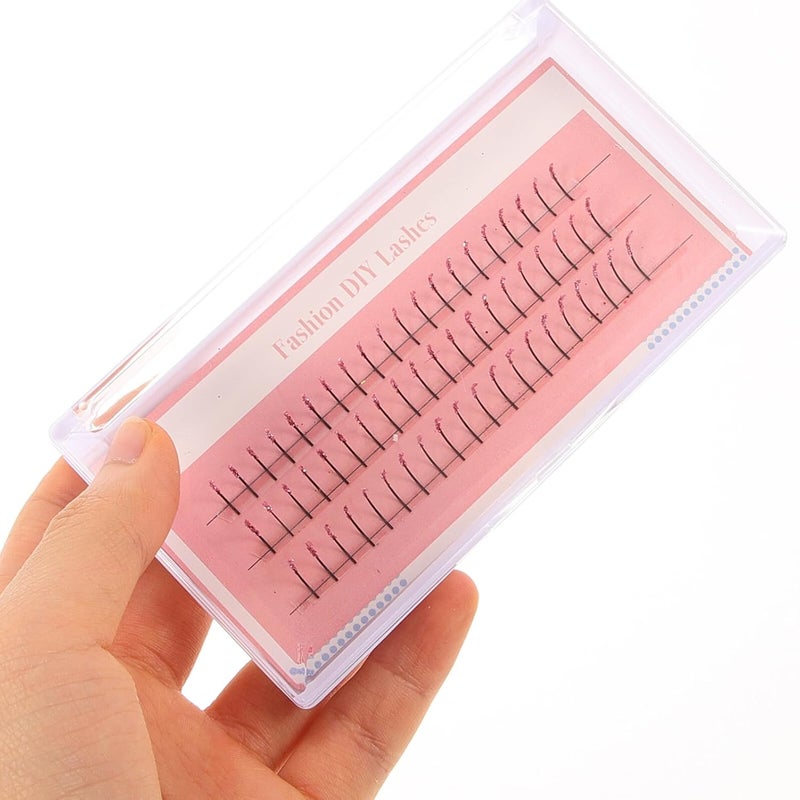 Colored False Eyelashes, Individual Lash Clusters, Fluorescent Glitter DIY Eyelash Extensions for Women, Natural Look False Lashes for Makeup and Costume Use - Image 4