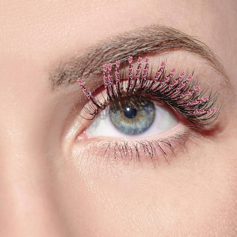 Colored False Eyelashes, Individual Lash Clusters, Fluorescent Glitter DIY Eyelash Extensions for Women, Natural Look False Lashes for Makeup and Costume Use - Image 5