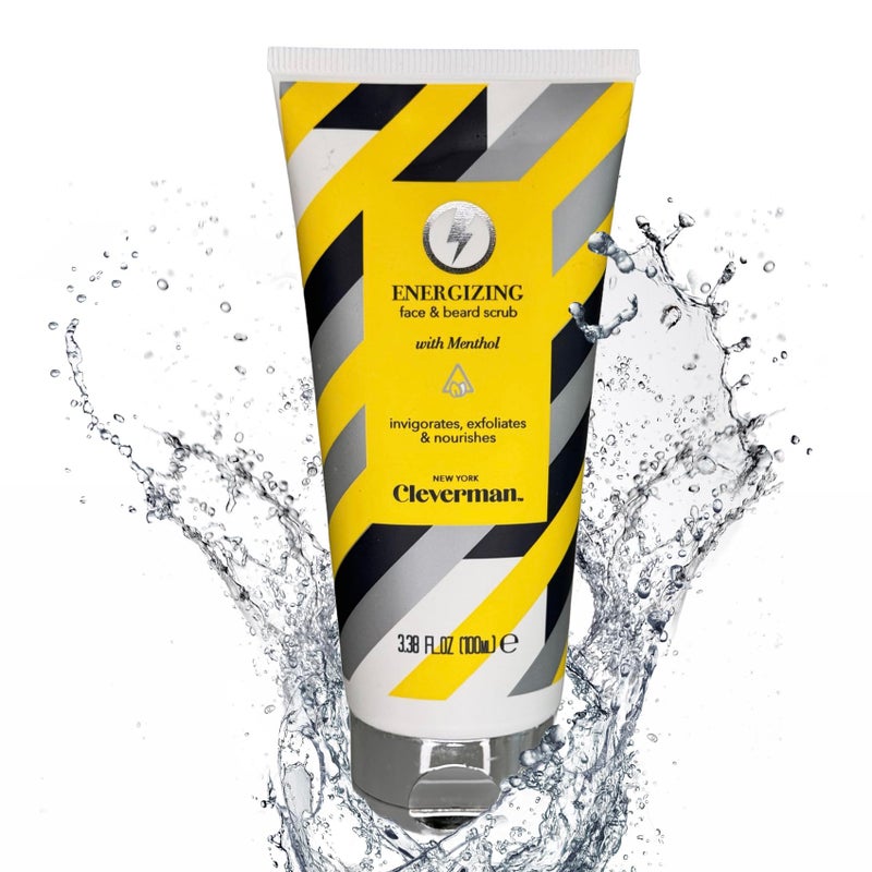 Cleverman Energizing Face and Beard Scrub for Men, 100ml, Menthol-Infused Refreshing and Exfoliating Facial Cleanser, Beard Scrub for All Skin Types - Image 1