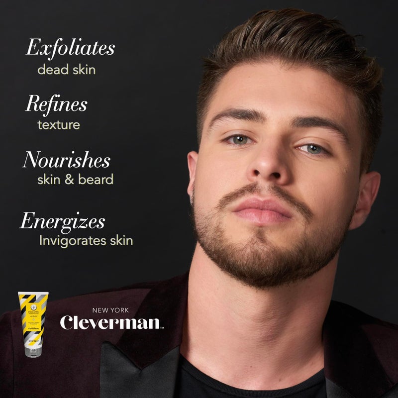 Cleverman Energizing Face and Beard Scrub for Men, 100ml, Menthol-Infused Refreshing and Exfoliating Facial Cleanser, Beard Scrub for All Skin Types - Image 2