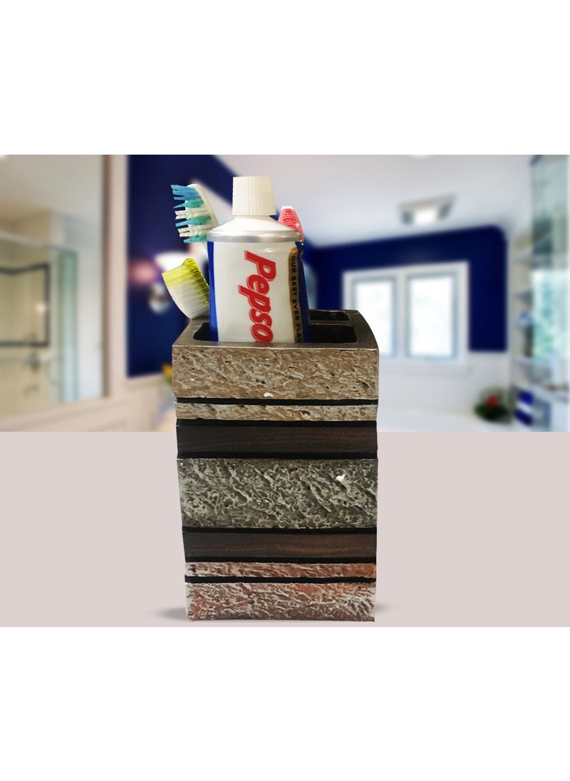 Sterling - Sterling soap Dispenser Set for Bathroom - Liquid Soap Dispenser, Toothbrush Holder, Tumbler & Soap Dish Holder SMS-293 Natural Stone Finish Polyresign 4 Pieces - Image 1