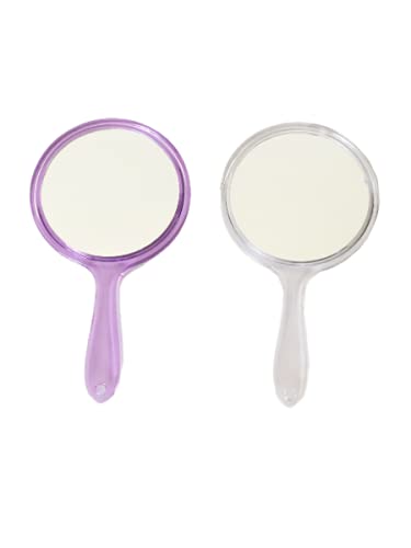 Tiamo Purple and Silver Round Shape Acrylic Handheld Beauty Makeup Mirror Both Sides one Side Magnifier for Bathroom Dressing TableShavingParloursSalon and for Travel kit 8 inch x 45 inch - Image 2