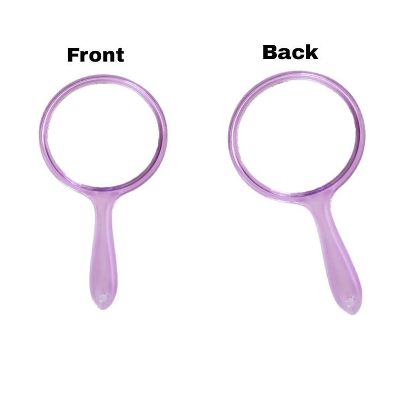 Tiamo Purple and Silver Round Shape Acrylic Handheld Beauty Makeup Mirror Both Sides one Side Magnifier for Bathroom Dressing TableShavingParloursSalon and for Travel kit 8 inch x 45 inch - Image 5