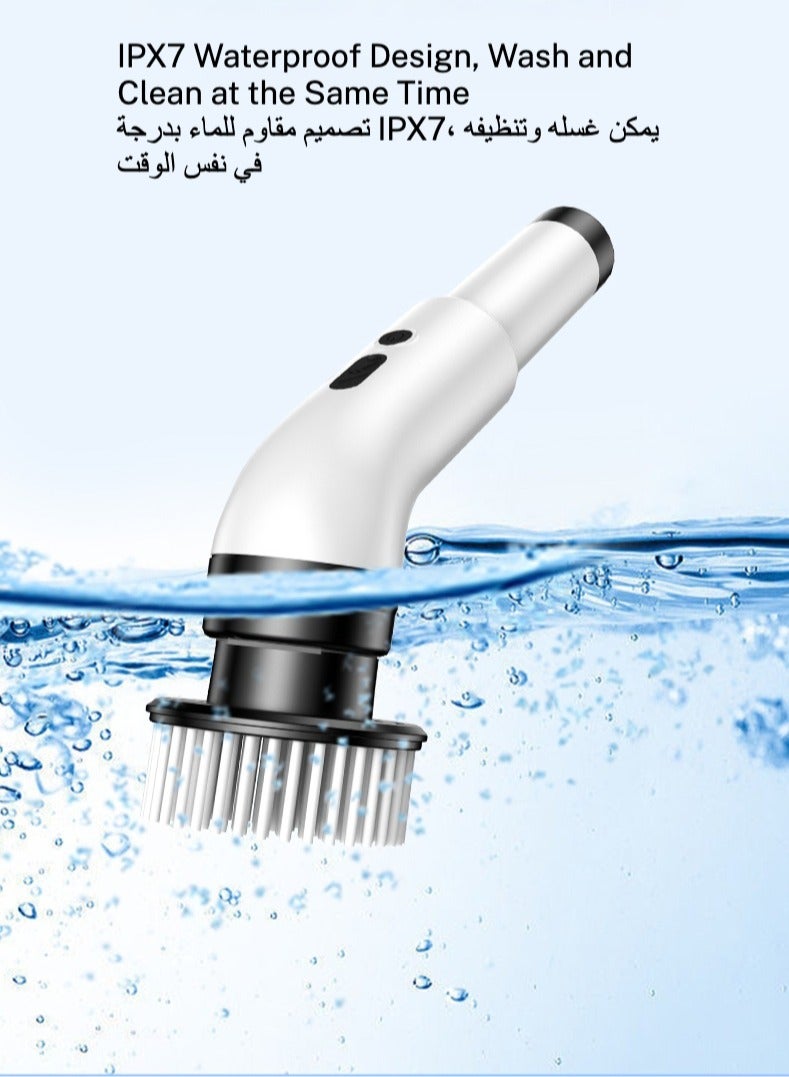 Huake Electric Cleaning Brush Rechargeable with 9 Replaceable Brush Heads, Retractable Cordless Portable Electric Scrubber, Safe  Waterproof Electric Brush for Cleaning Tile, Window, Floor, Bathtub