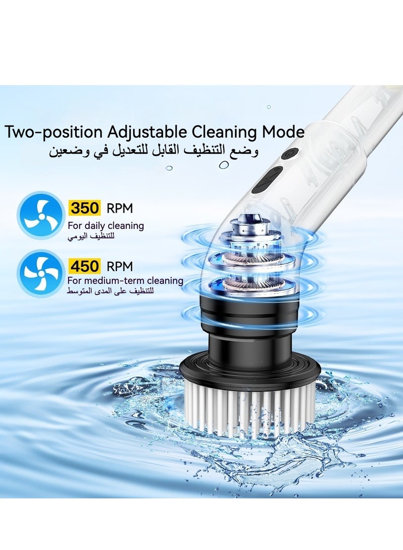 Huake Electric Cleaning Brush Rechargeable with 9 Replaceable Brush Heads, Retractable Cordless Portable Electric Scrubber, Safe  Waterproof Electric Brush for Cleaning Tile, Window, Floor, Bathtub