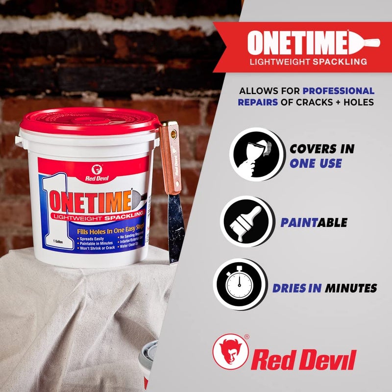Red Devil 0542 ONETIME Lightweight Spackling, 1/2 Pint, White, 8 Ounce, Made in USA - Image 2