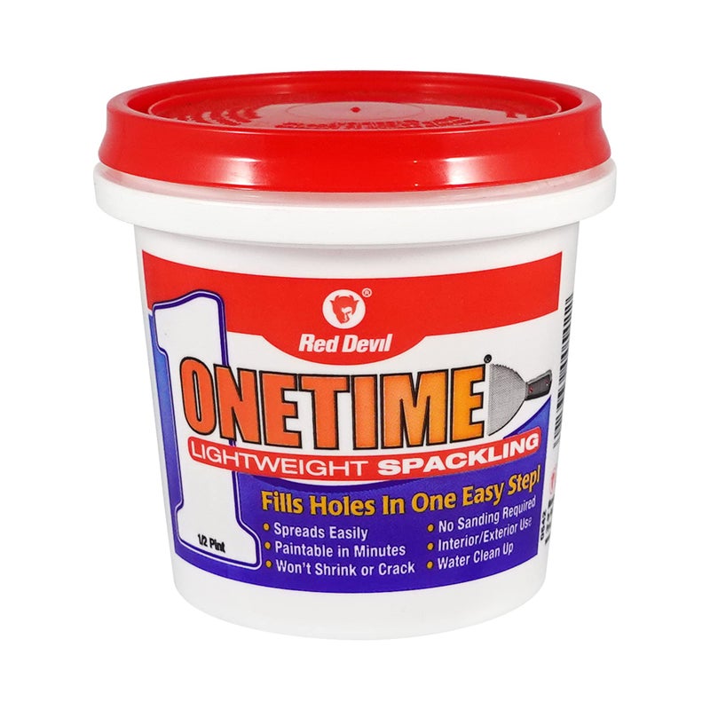 Red Devil 0542 ONETIME Lightweight Spackling, 1/2 Pint, White, 8 Ounce, Made in USA - Image 1