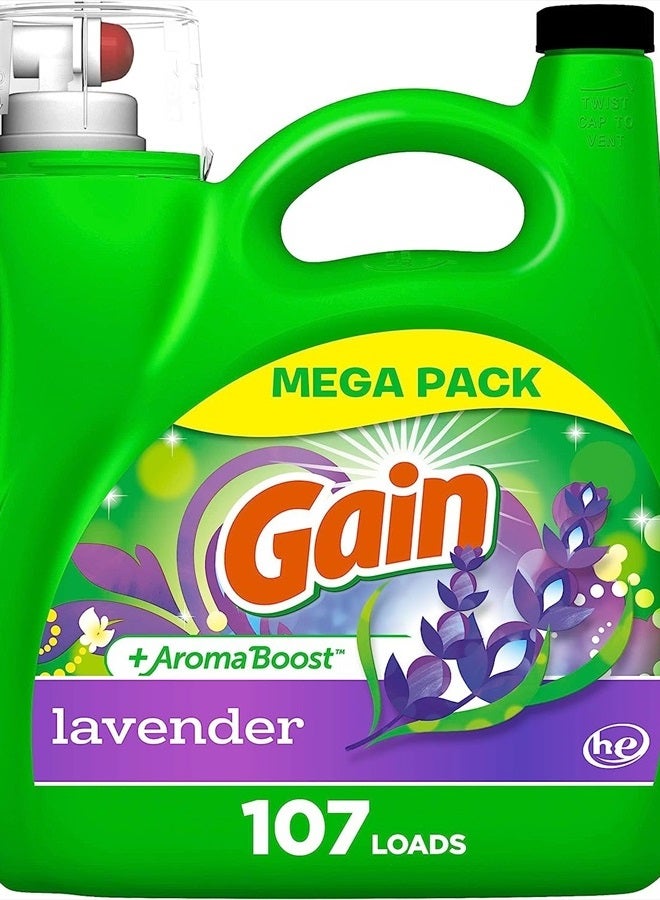 Gain صابون سائل منظف غسيل عطره معزز، برائحة اللافندر، 107 غسلات، 154 أونصة سائلة، متوافق مع HE - Image 1