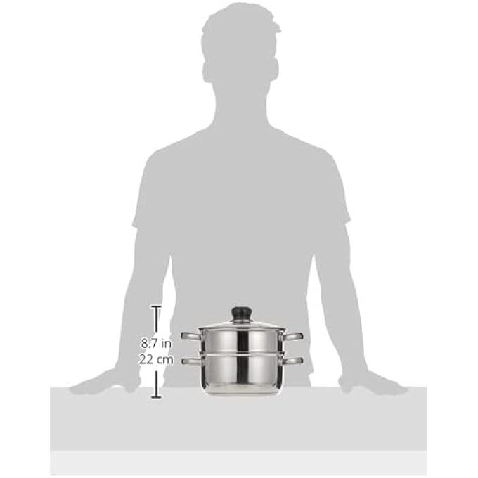 طقم قِدر بخار من طبقتين من الفولاذ المقاوم للصدأ (٢٠ سم) | قدر بخار من الفولاذ المقاوم للصدأ | طباخ بخار للمطبخ لطهي الخضراوات والزلابية وغيرها | قدر بخار صغير - Image 2