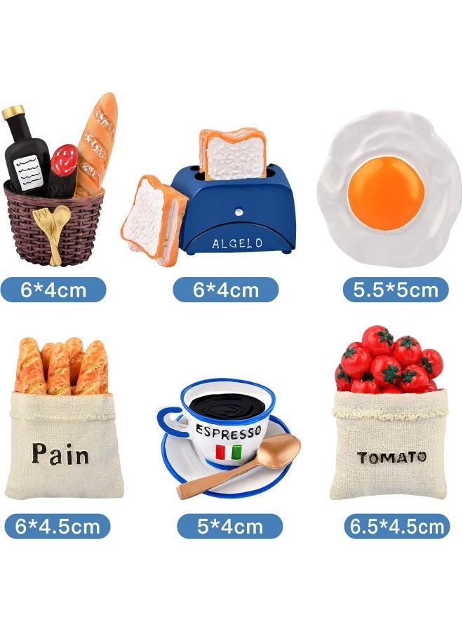 6 قطع مغناطيس ثلاجة من الراتينج ثلاثي الأبعاد - مغناطيسات إبداعية على شكل طعام طبيعي للديكور المنزلي أو الثلاجة أو السبورة المغناطيسية أو السبورة السوداء - Image 2