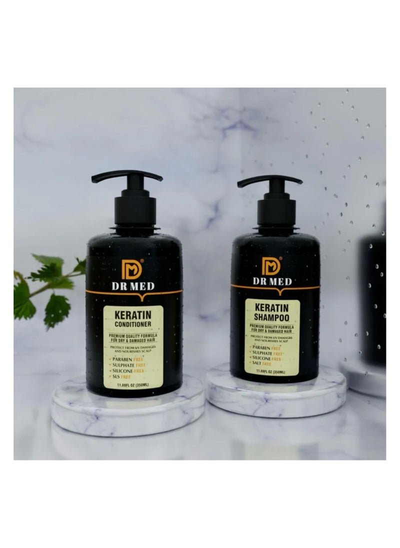 Dr.Med - DR MED Keratin Professional Strength Hair Care Duo: Shampoo and Conditioner (350mL each) pack of 2 - Image 1