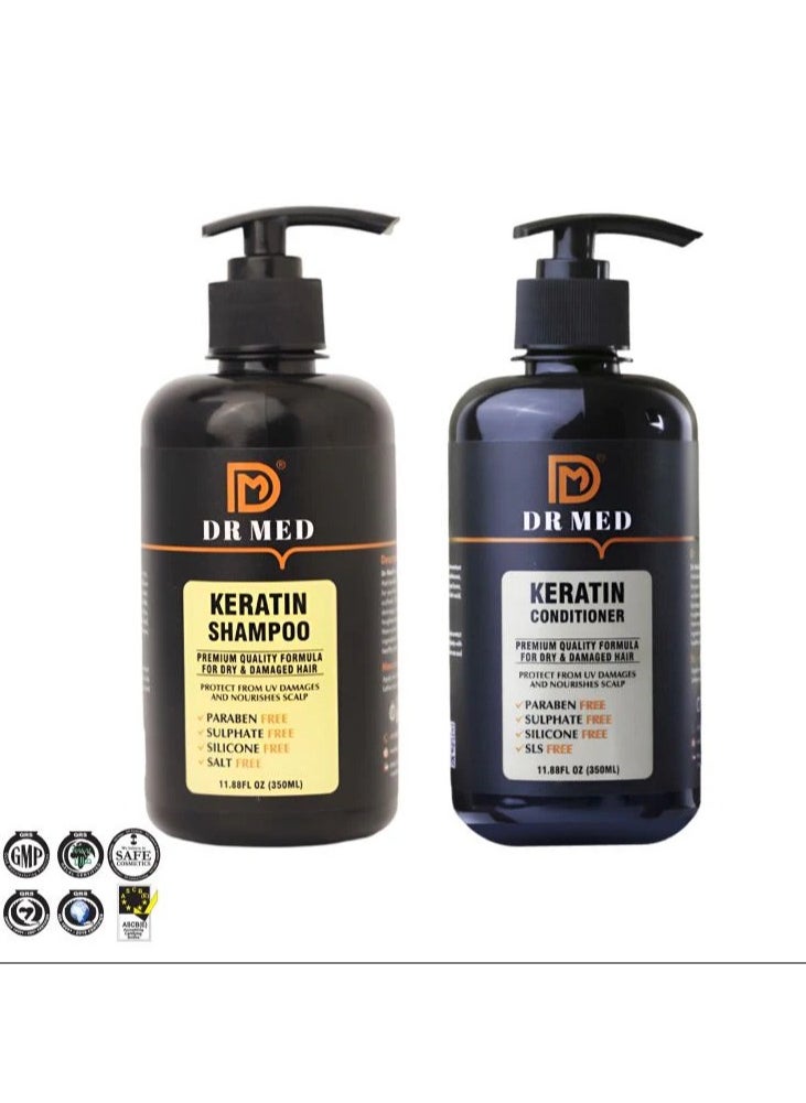 Dr.Med - DR MED Keratin Professional Strength Hair Care Duo: Shampoo and Conditioner (350mL each) pack of 2 - Image 1