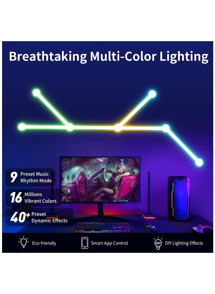Meiyilan 6 LED Light Lines Smart WiFi RGB LED Wall Light Lines,16M+ Color Dimmable Smart LED Gaming Light Lines, Music Sync LED Home Wall Decor Light Bars, Compatible with Alexa and Google Assistant - Image 3