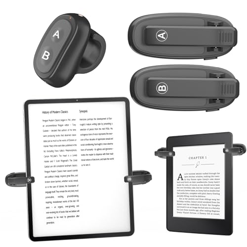 SSPONT [2 Clips] Finger Ring Page Turner Remote for Kindle Paperwhite Remote Page Turner Accessories for Kindle Clip Clicker Rechargeable Page Turner for Ipad Android Tablets Phone Camera Triggers - Image 1
