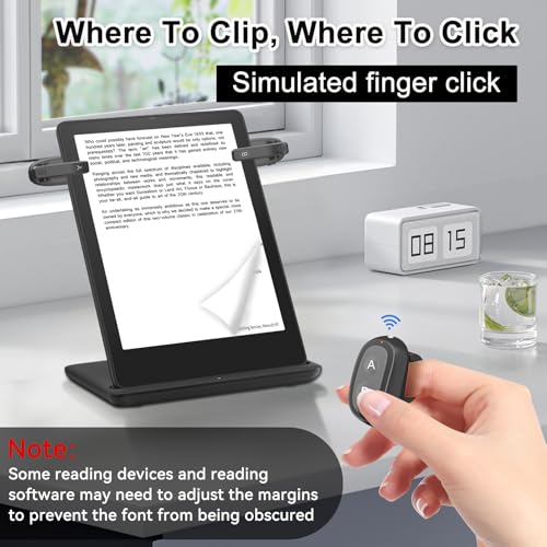 SSPONT [2 Clips] Finger Ring Page Turner Remote for Kindle Paperwhite Remote Page Turner Accessories for Kindle Clip Clicker Rechargeable Page Turner for Ipad Android Tablets Phone Camera Triggers - Image 2