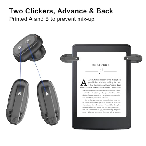 SSPONT [2 Clips] Finger Ring Page Turner Remote for Kindle Paperwhite Remote Page Turner Accessories for Kindle Clip Clicker Rechargeable Page Turner for Ipad Android Tablets Phone Camera Triggers - Image 3