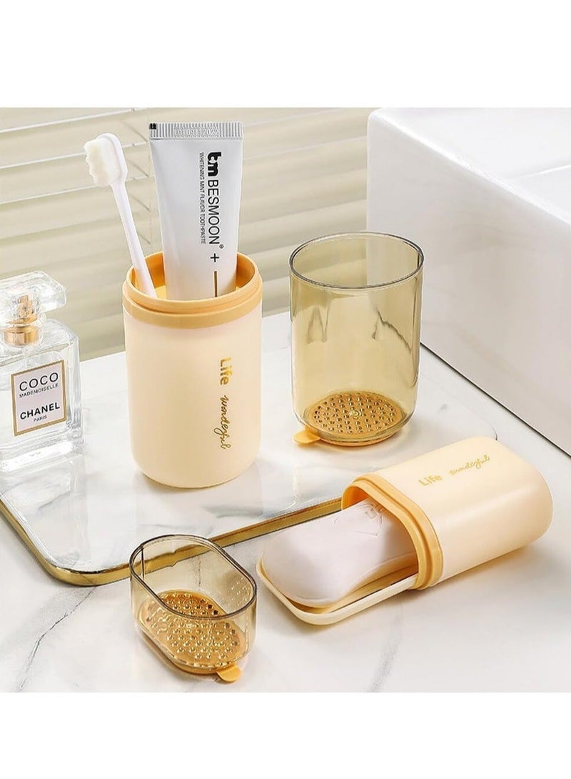 Captaintech Toothbrush Set with Soap Box for Travel, Soap Dish with Lid, Drainable and Portable Toothbrushes Storage Covers Case for Bathroom Gym Travel Camp - Image 3