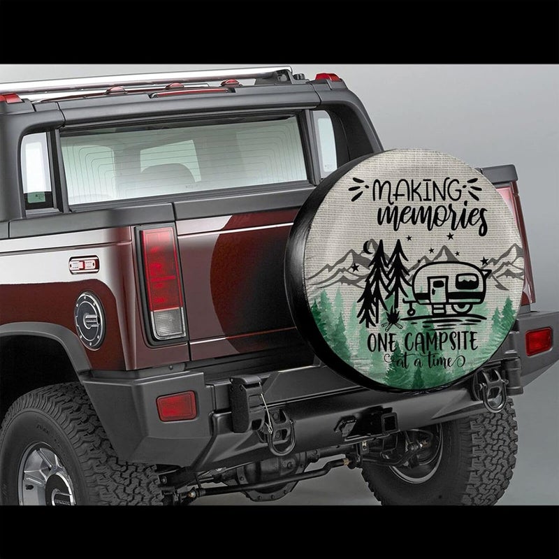 Gwomo Making Memories One Campsite at a Time Spare Tire Cover - Universal Fit for Trailer, RV, SUV, Truck - 15" - Image 2