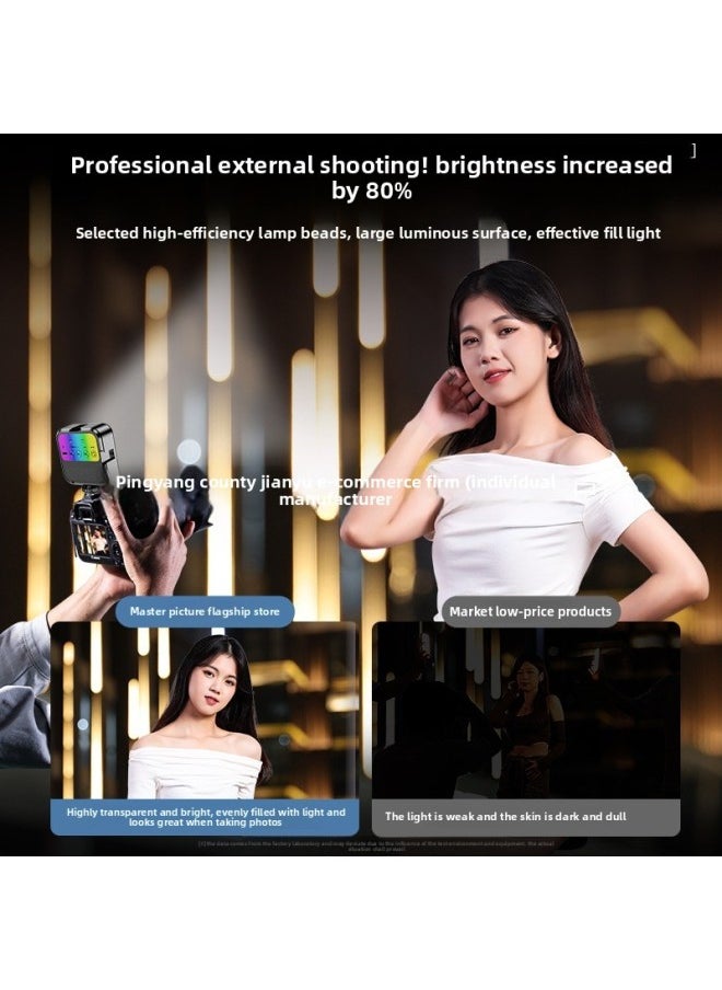 Generic Mini Portable Fill Light Selfie Mobile Phone Live Photo Lighting Light RGB Full Color SLR Camera Pocket Fill-Specifications:[white Light Standard Model] Fill Light + Clip  - Image 3