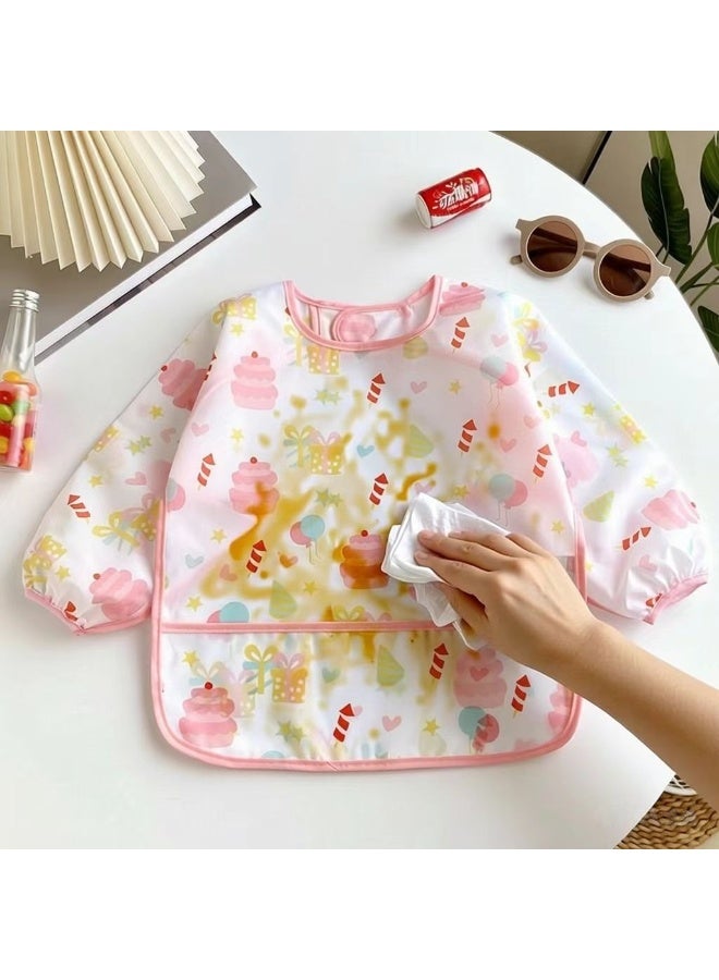 CESETH 3-Piece Baby Waterproof Long-Sleeved Apron, Resistant To Stains And Oil, Easy To Clean, Prevents Food From Getting Dirty, Adjustable Collar, Suitable For 1-3 Years Old. Say Goodbye To Chaotic Dining Scenes. It Is A Must-Have Item For Family Meals And When Preparing Food For Babies Outdoors. - Image 3