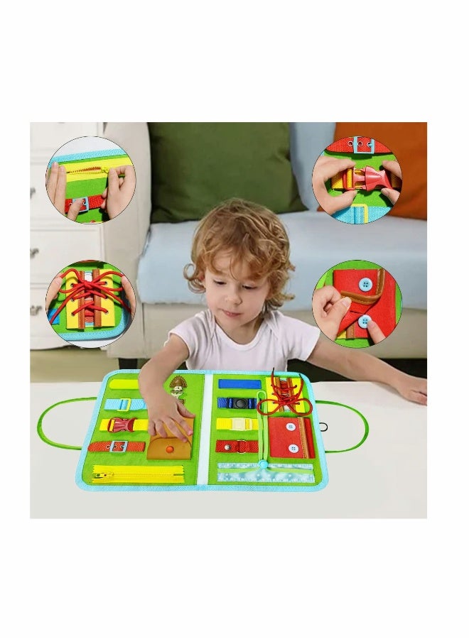 Generic Busy Board for Toddlers, Toys for 1 2 3 4 Year Old Kids Sensory Toys for Autism with Alphabet Animals Preschool Basic Dress Skills Baby Busy Book Car Airplane Activities for Travel  - Image 3